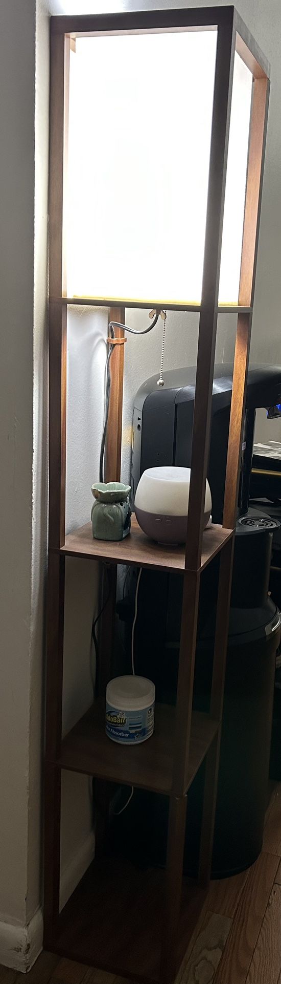 Brown Floor Lamp with Shelves