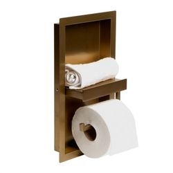 ALFI ABTPNP88 Recessed Niche/TP Holder with Shelf - Brushed Gold PVD Stainless Steel - Open-Box