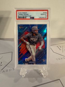 2025 Topps Finest - Rare James Wood #300 Blue Refractor /99 🔥PSA 10🔥 (RC)