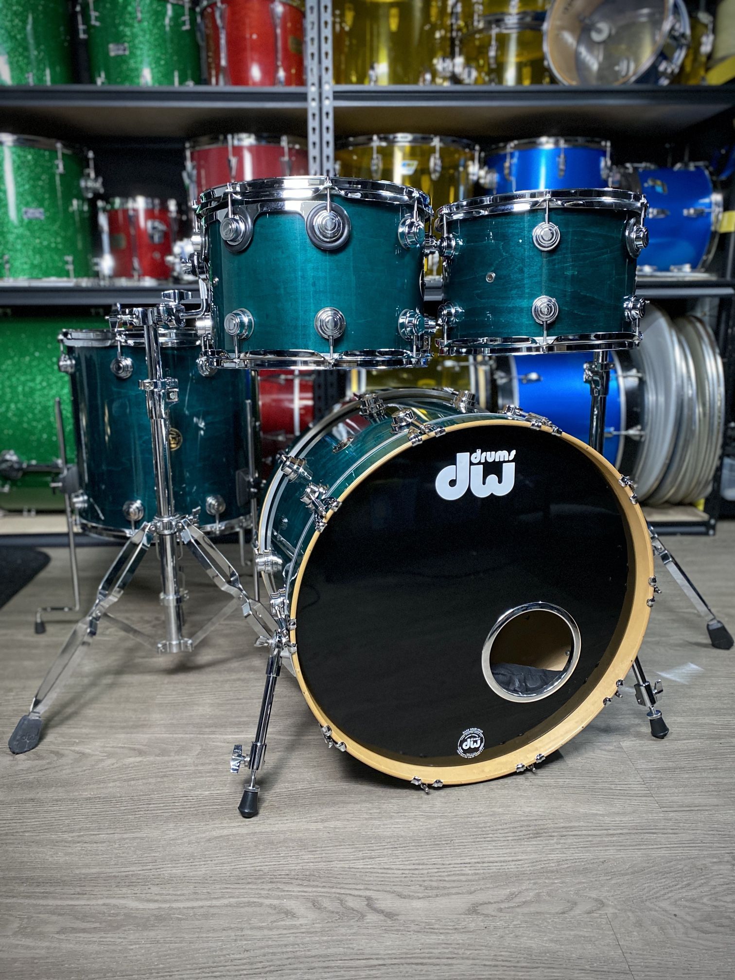 DW Collector’s Keller Maple Drum Kit Turquoise Lacquer 1996
