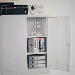 2-Yizosh Metal Garage Storage Cabinet with 2 Doors and 2 Adjustable Shelves - 35.5" Steel Lockable File Cabinet