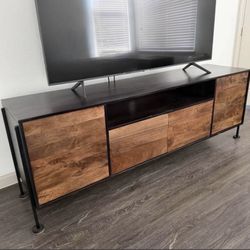 Solid Wood Media Console + Matching Side Table – Heavy, High Quality!