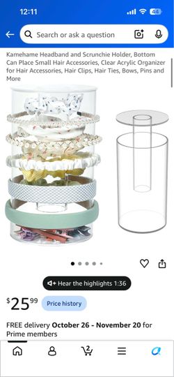 Clear Acrylic Headband and Scrunchie Organizer