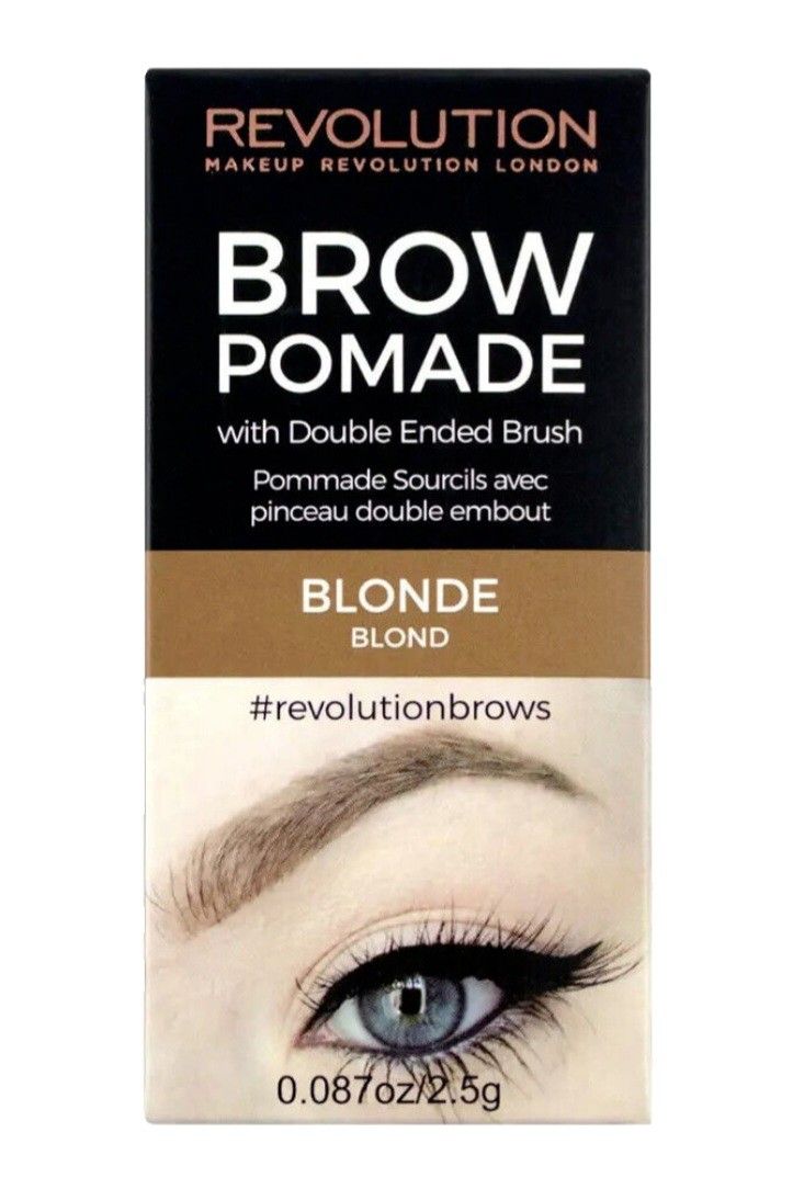 Revolution Makeup Brow Pomade with Double-Ended Brush Blonde Sealed
