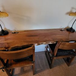Wood Desk With Chairs