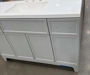 48”Gray Bathroom Vanity with White Countertop and Sink