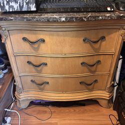 Wood Dresser With Black Marble Top 