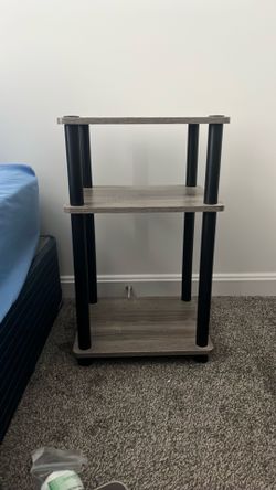 3-Tier End Table / Nightstand – Gray Wood Finish