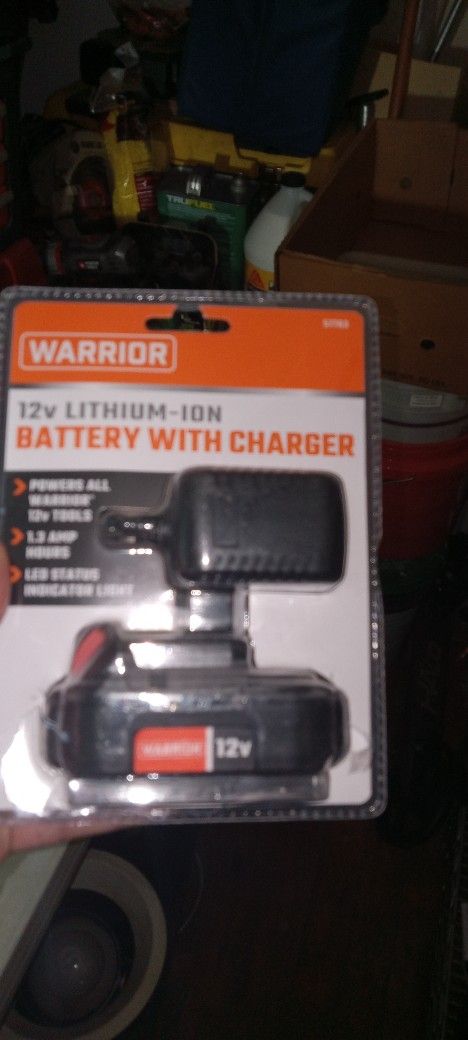 New Sealed Warrior 12 Volt Lithium ION Battery With Charger