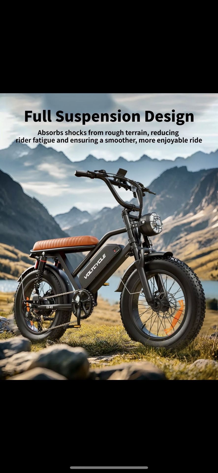 Electric Bikes E-Bike For Adults 7 Speeds 28MPH 20” Fat Tires , Full Suspension