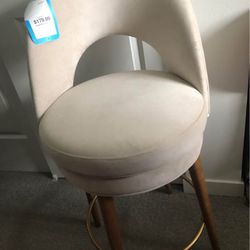 1 New Swivel Velour Bar Stool, Moving!!!