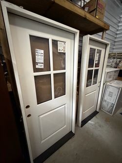 White Exterior Door with 4-Lite Glass Panel 36x80