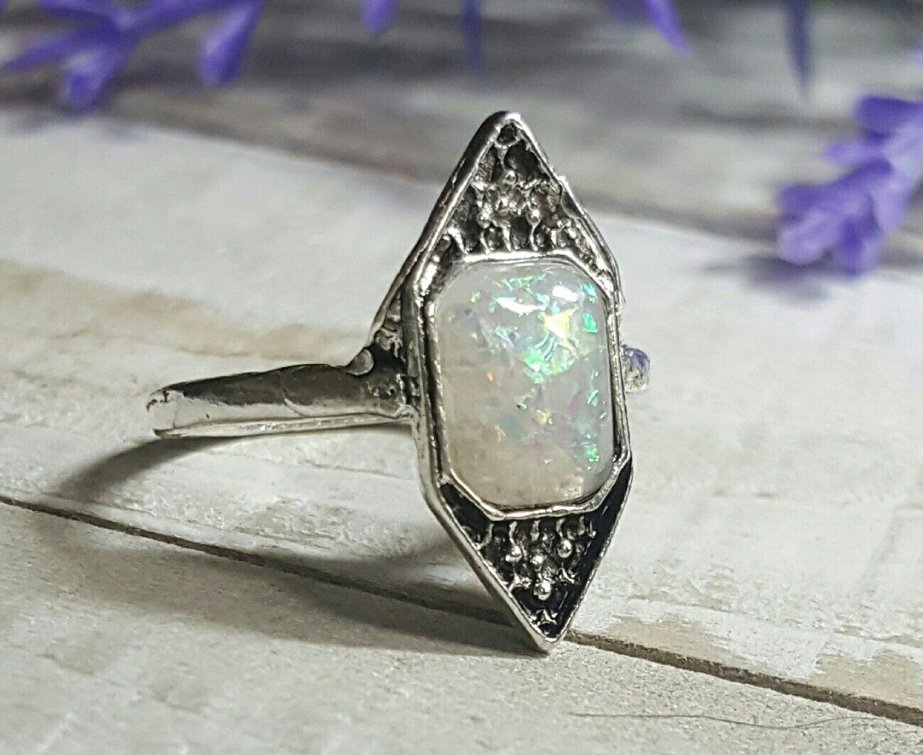 (LOCAL) Bohemia Colorful Faux Opal Stone Knuckle Midi Finger Ring