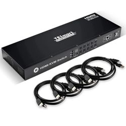 TESmart 8X1 HDMI KVM Switch 8 Port Enterprise Grade Support 4K@60Hz Ultra HD | RS232 | LAN Port | IP Control | Auto Scan | Rackmount [Con