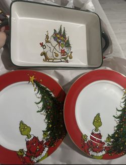 Christmas Grinch Plates And Bakeware (Kitchen) 