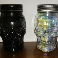 Skull Jars! Just in time for HALLOWEEN! 2 Jars!