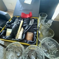 Premium Glass & Candle Gift Set + 6 Glasses