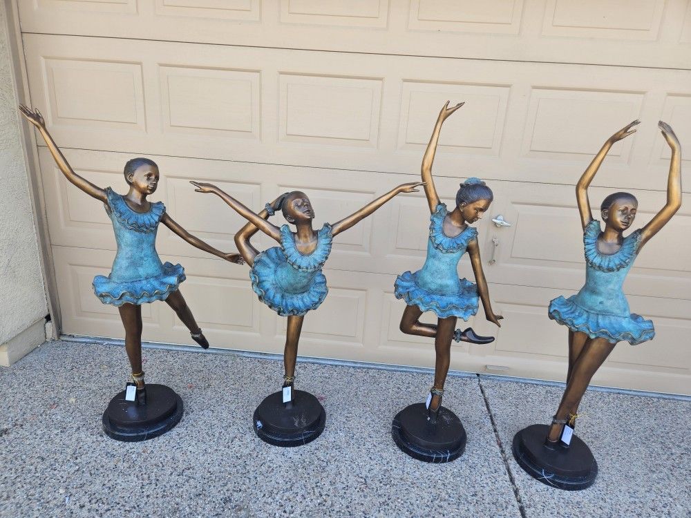 Set of 4 Bronze Ballerina Statues--4 Different