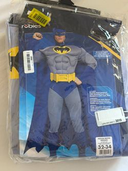 Adult Mens Batman Halloween Costume Rubies Muscle Suit DC Comics Cosplay Size Medium 32-34