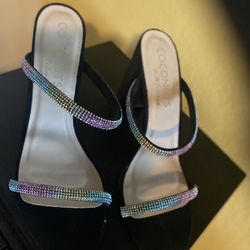 Black Heels Rhinestones Pumps PREOWNED/USED Coconuts by Matisse