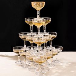 New 30 Pack Acrylic Plastic Champagne Coupe Glasses for Party Wedding Martini Cocktail Glasses Reusable Champagne Cups for Wedding Birthday Party 5oz