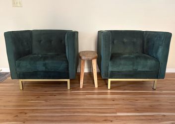 Forrest Green Velvet Chairs - $200 (Elk Grove)