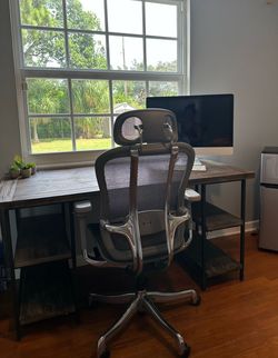 Wooden desk and chair