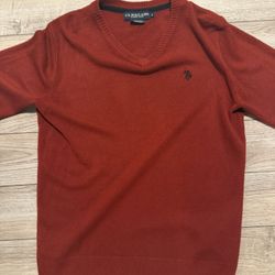 U.S. Polo Assn. Red V-Neck Acrylic Sweater Size S