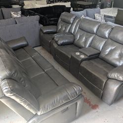 Dark Gray 3pcs. Recliners Living Room Set 