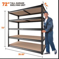 72" H Storage Shelves 2000LBS Garage Shelving Heavy Duty Shelving 5 Tier Metal Shelves for Garage Shelves 35.5"W X72"H X 15.8"D, Adjustable Shelving U