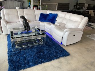 White Power Reclining Sectional W Led Lights Also Comes In Black And Grey $1899