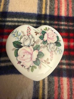 Vintage Heart Shaped Floral Trinket Box, Fine Bone China, made in England by St. George
