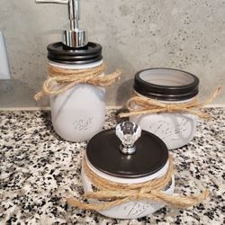 Chalk Bathroom mason jar decor