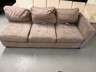 6-Seat Tufted Fabric Sofa with Throw Pillows and ottoman