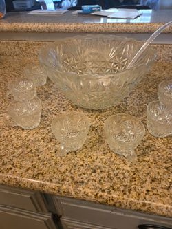 Vintage Anchor Hocking Arlington Punch Bowl Set