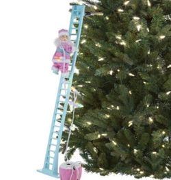 MR CHRISTMAS 43’’ TRALL PINK SANTA CLIMBING A LADDER