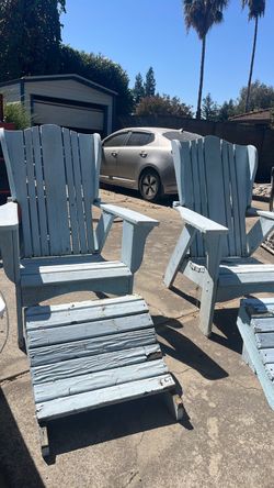 Oversized Solid Wood Adirondack Chairs w/ Footrests – Set of 2
