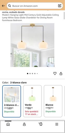 Mid Century 2-Light Gold Chandelier White Glass