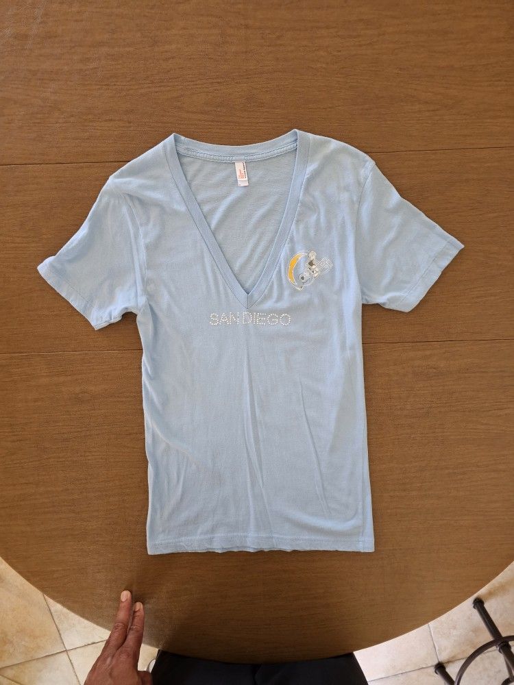 Vintage San Diego Chargers Womens T Shirt Baby blue, very cute! Very Rare!
