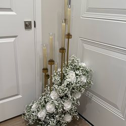 Candelabra Gold Centerpiece 5 Arms Taper Candle Holder