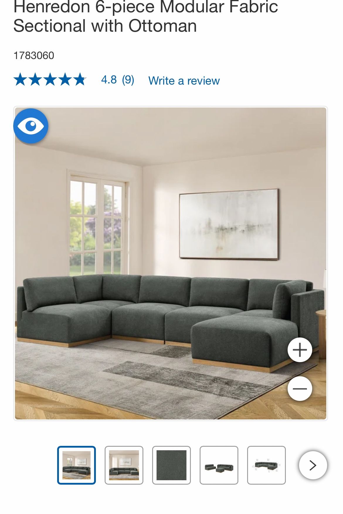 Henredon 6-piece Modular Fabric Sectional with Ottoman