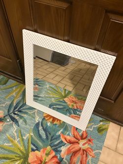 White Framed Decorative Beveled Mirror