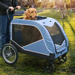 Pet Dog Stroller Travel Carriage 4 Wheeler Foldable Cart For Small to Large Dogs