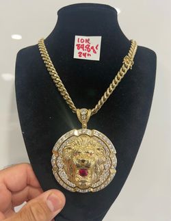 10K  Yellow Gold 🇨🇺 Links Chain and Pendant 84.8Gr 24 Inches Long