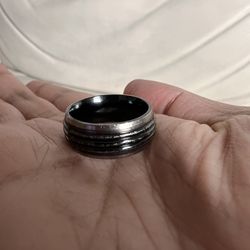 EM 925 Silver and Black Ti Titanium Men’s Ring Size 7