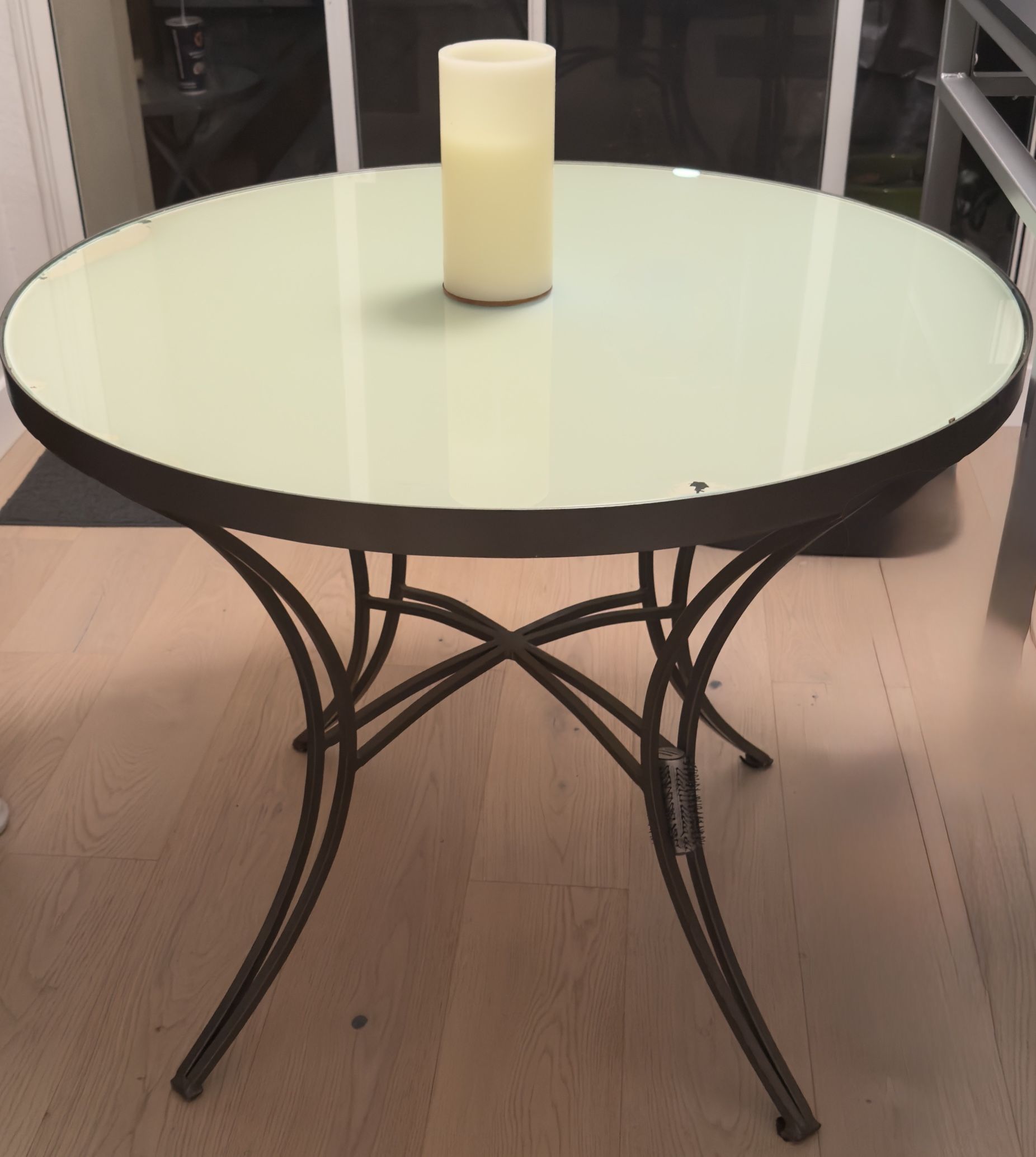 Metal Frame Glass Top Dining Table