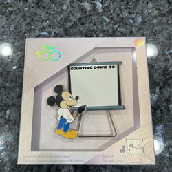 Disney 100 Years Of Wonder Jumbo Pin Mickey Mouse Counting Down To Dry Erase Board.  Brand New Factory Sealed 
