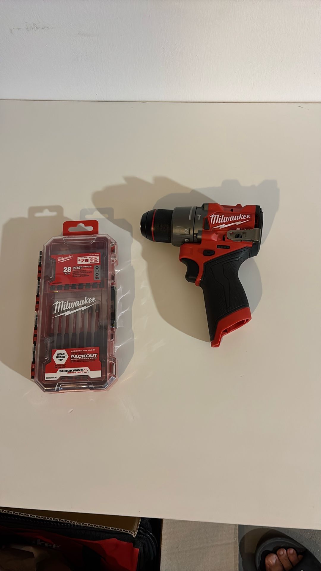Milwaukee M12 FUEL Hammer Drill & 28 Pc PACKOUT Bit Set