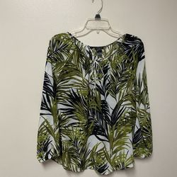 Women’s ANN TYLOR 100% Polyester, Long Sleeve, Elastic Wrist, Blouse… Size Medium