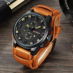 CURREN M: 8225 MEN'S WATCH - LEATHER BAND - Caramel Brown 